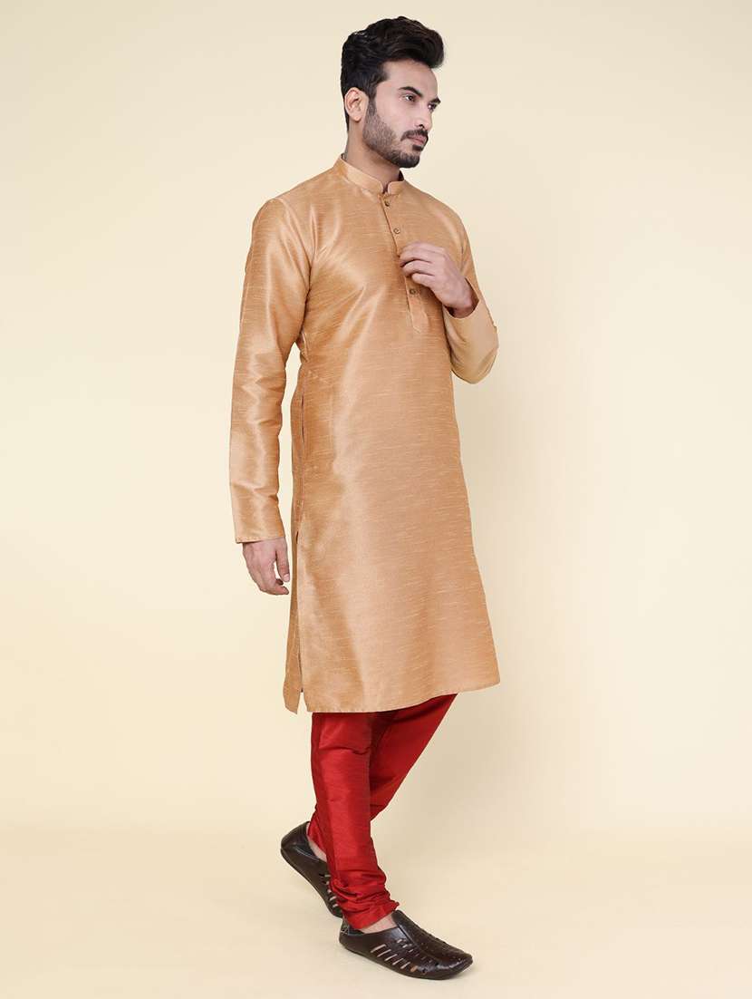 men solid long sleeve kurta churidar ethnic wear set - 22228088 -  Standard Image - 2
