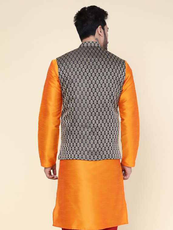 men self design mandarin neck regular fit nehru jacket - 22228091 -  Standard Image - 2