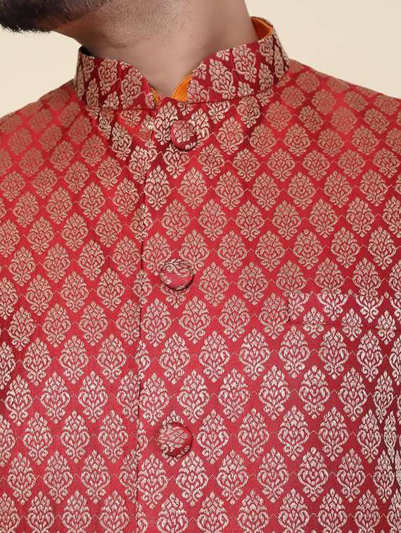 men self design mandarin neck regular fit nehru jacket - 22228092 -  Standard Image - 2