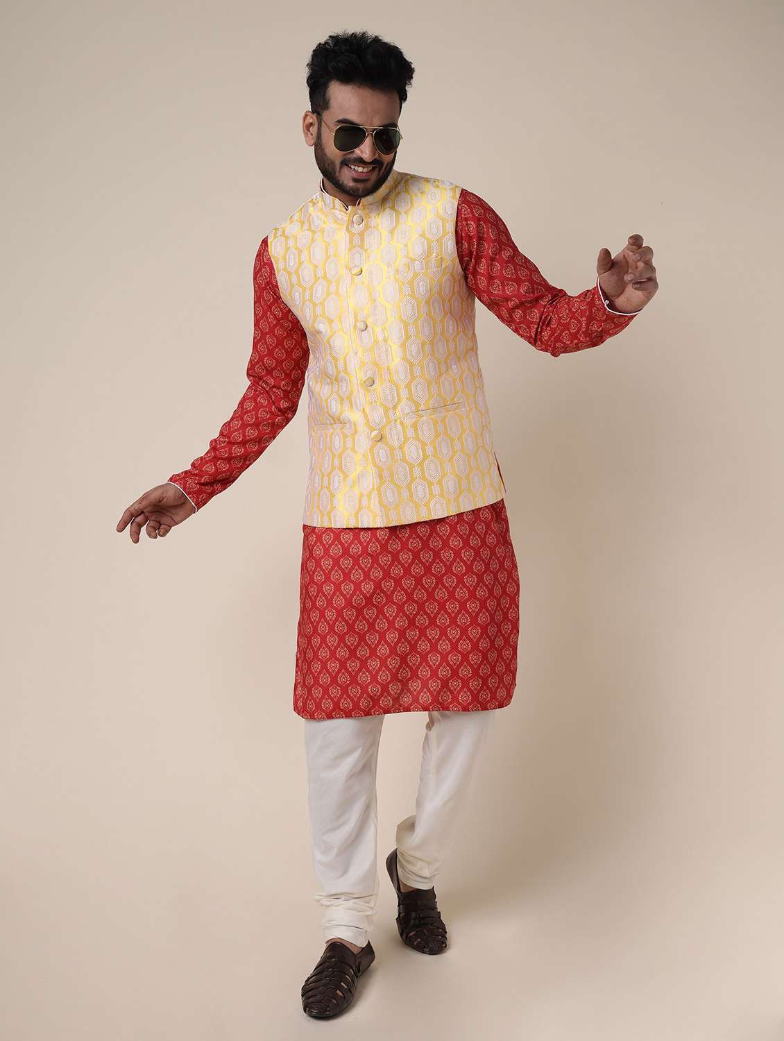 men self design mandarin neck regular fit nehru jacket - 22228099 -  Standard Image - 2