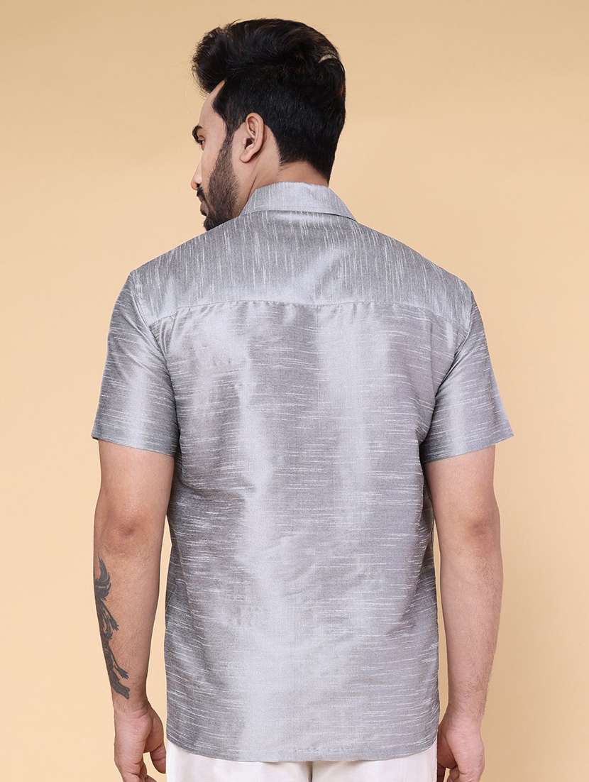 men solid short sleeve regular fit casual shirt - 22228115 -  Standard Image - 2