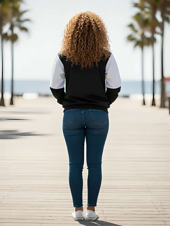 color block polyester women's bomber jacket - 22228161 -  Standard Image - 2