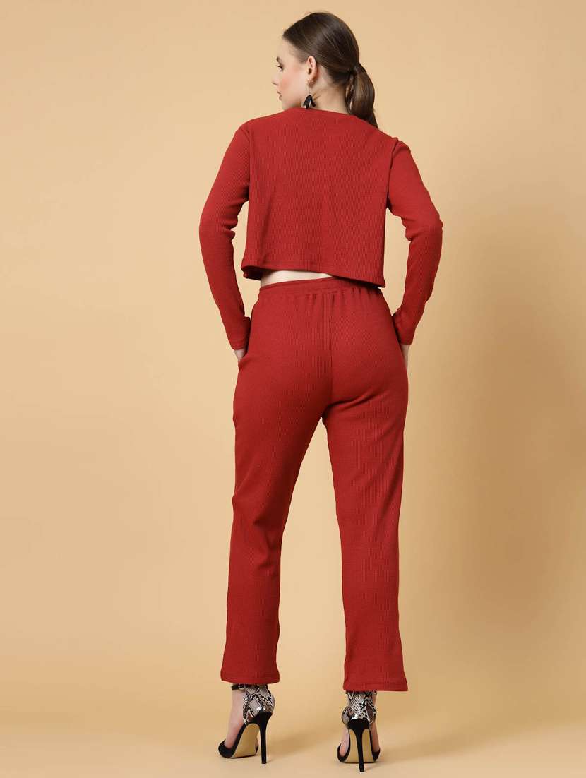 women solid top and trouser co-ord set - 22228181 -  Standard Image - 2