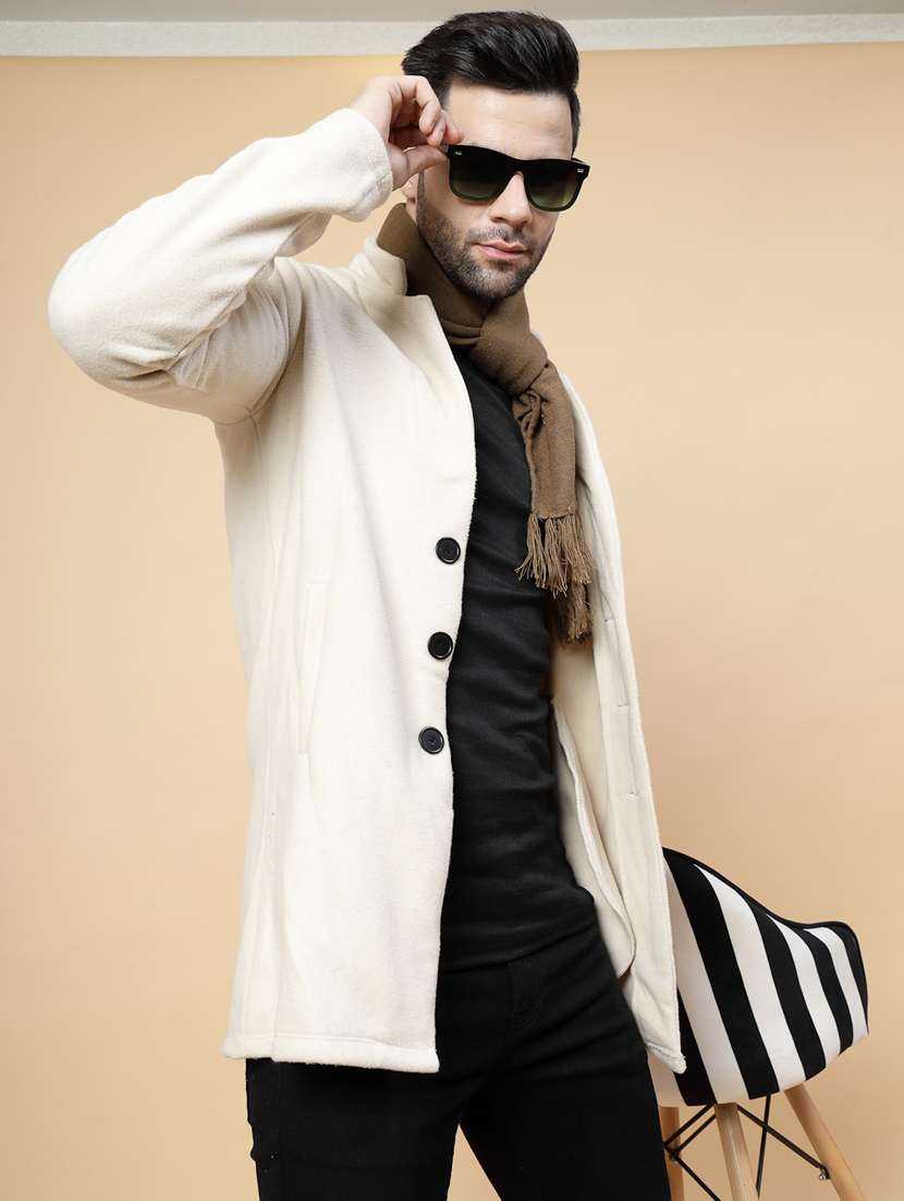 men solid lapel collar overcoat - 22228225 -  Standard Image - 2