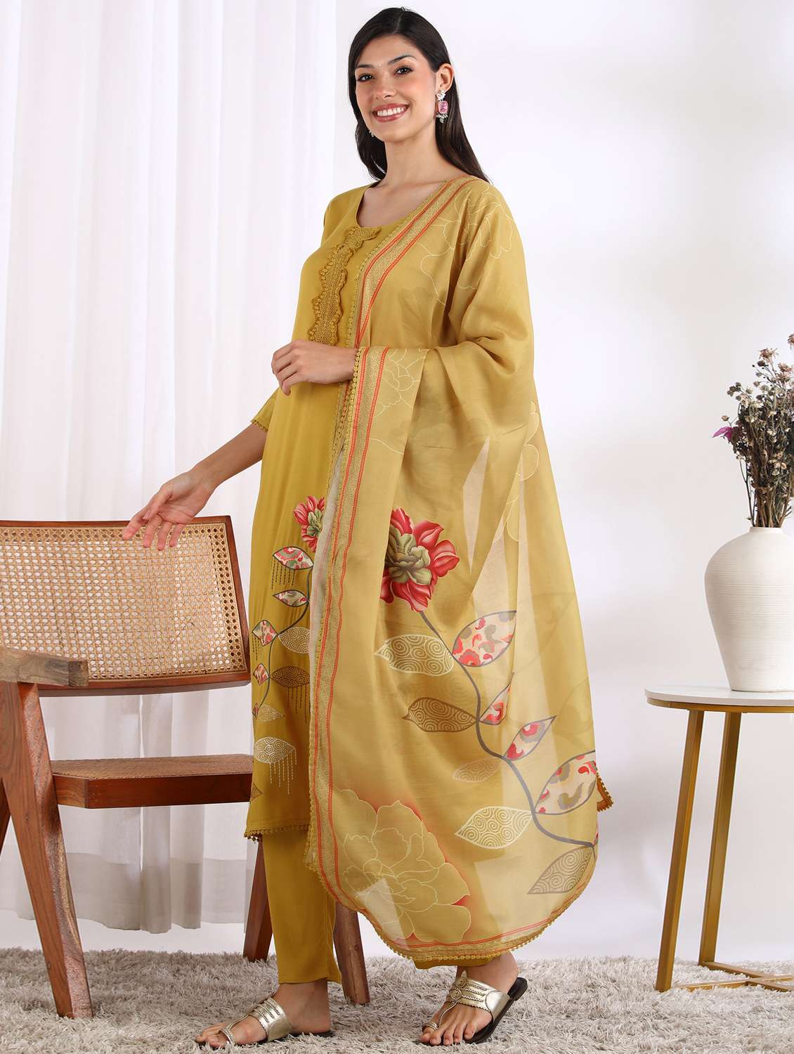 women embroidered kurta pant with dupatta set - 22228276 -  Standard Image - 2