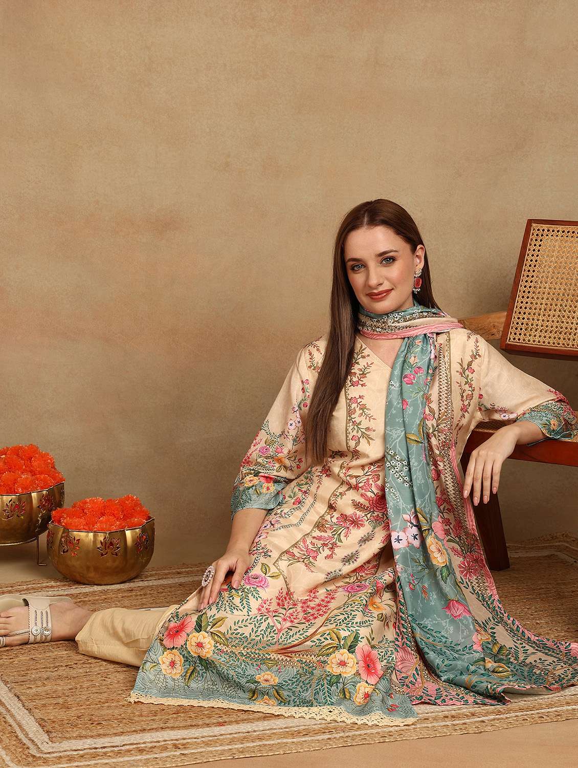 women printed kurta pant with dupatta set - 22228279 -  Standard Image - 2