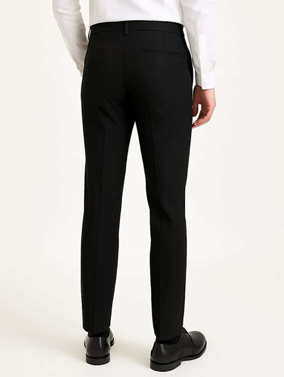 men solid mid rise flat front formal trouser - 22228283 -  Standard Image - 2