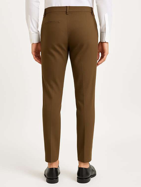 men solid mid rise flat front formal trouser - 22228284 -  Standard Image - 2