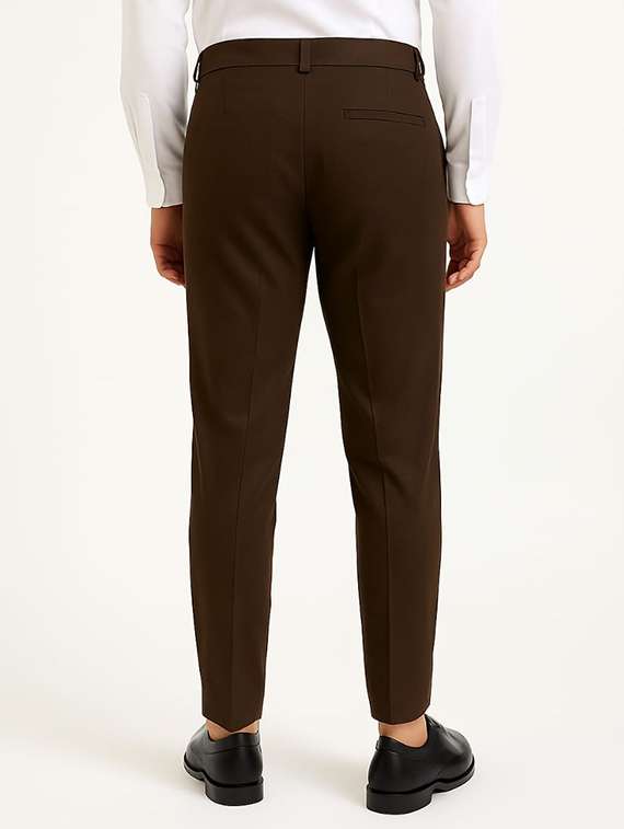 men solid mid rise flat front formal trouser - 22228285 -  Standard Image - 2