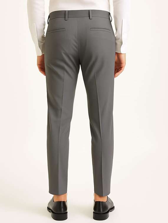 men solid mid rise flat front formal trouser - 22228287 -  Standard Image - 2