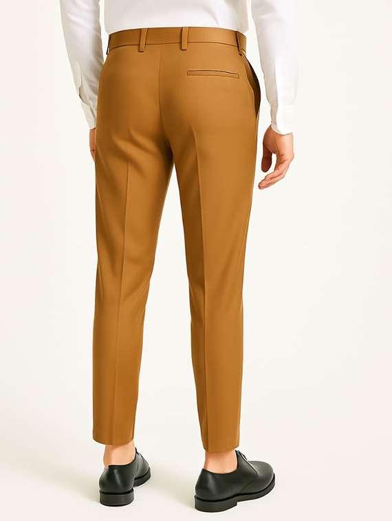 men solid mid rise flat front formal trouser - 22228288 -  Standard Image - 2