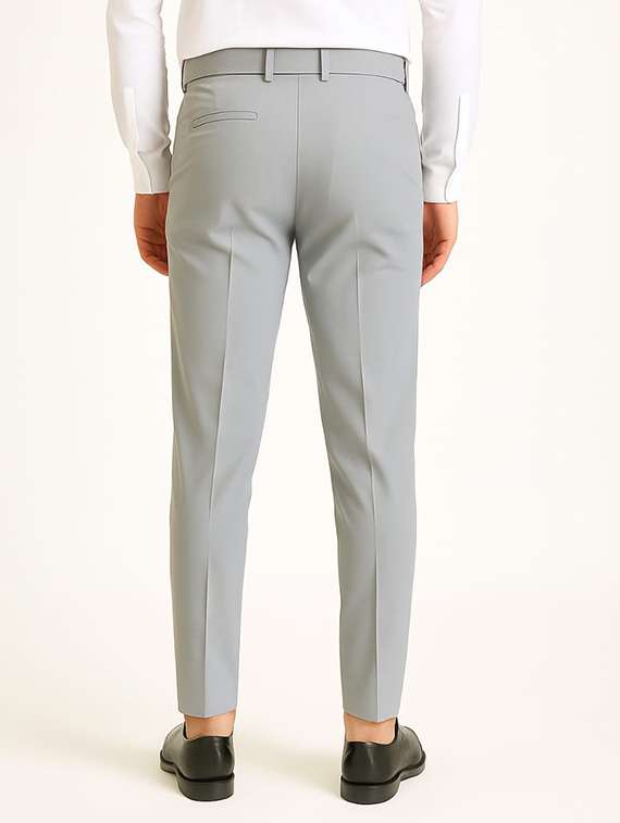 men solid mid rise flat front formal trouser - 22228289 -  Standard Image - 2