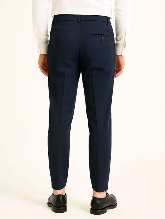 men solid mid rise flat front formal trouser - 22228290 -  Standard Image - 2