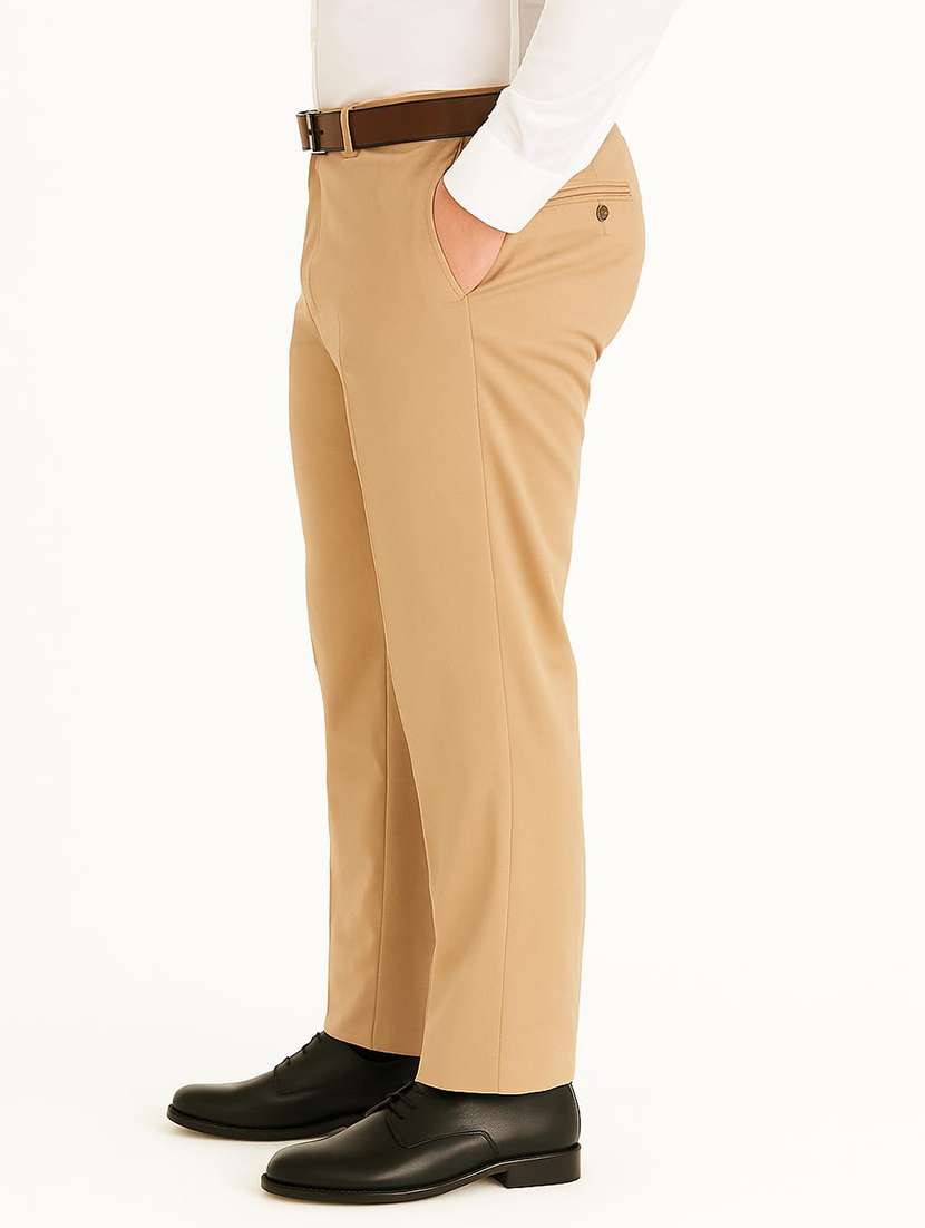 men solid mid rise flat front formal trouser - 22228295 -  Standard Image - 2