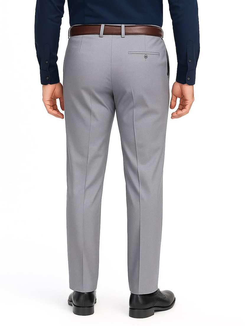 men solid mid rise flat front formal trouser - 22228296 -  Standard Image - 2