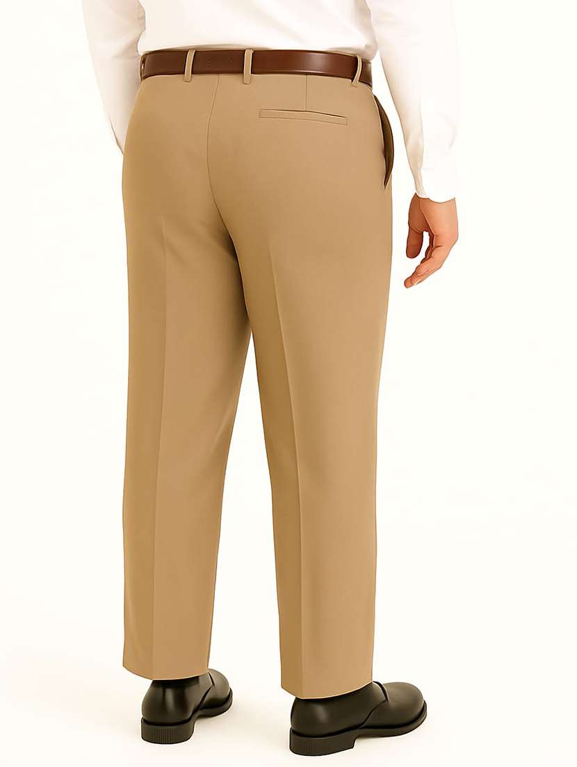 men solid mid rise flat front formal trouser - 22228300 -  Standard Image - 2