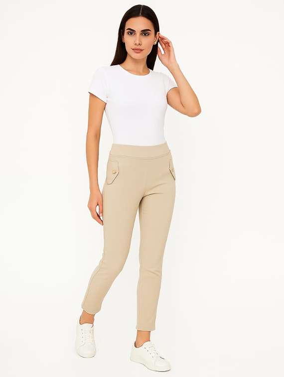 women beige solid mid rise jegging - 22228309 -  Standard Image - 2