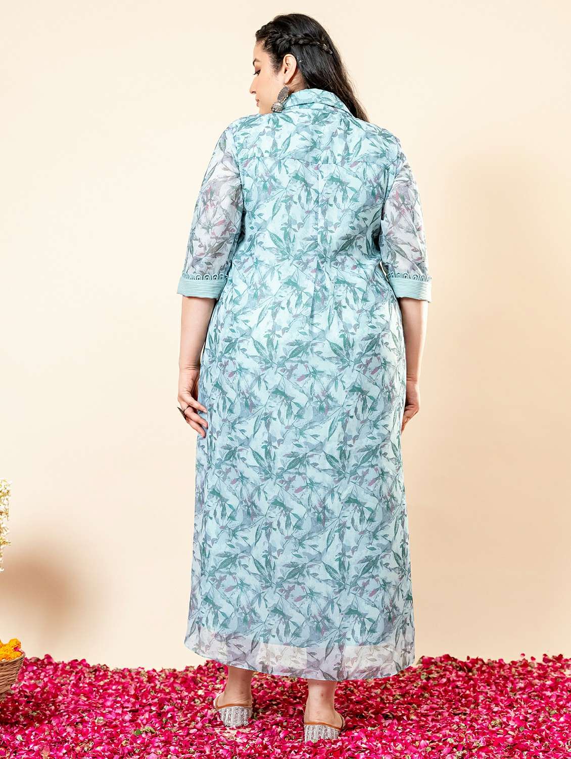 women plus size printed three quarter sleeve shirt dress - 22228318 -  Standard Image - 2