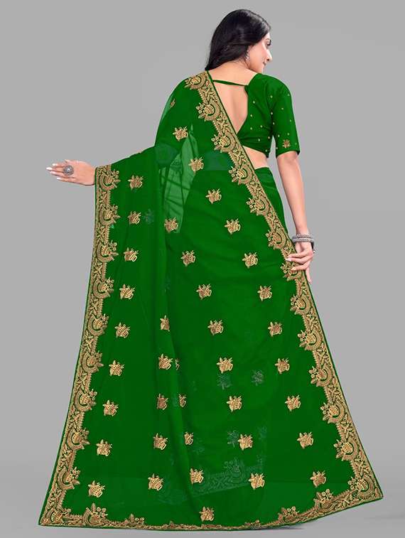 women solid with work embroidered saree with blouse - 22228370 -  Standard Image - 2
