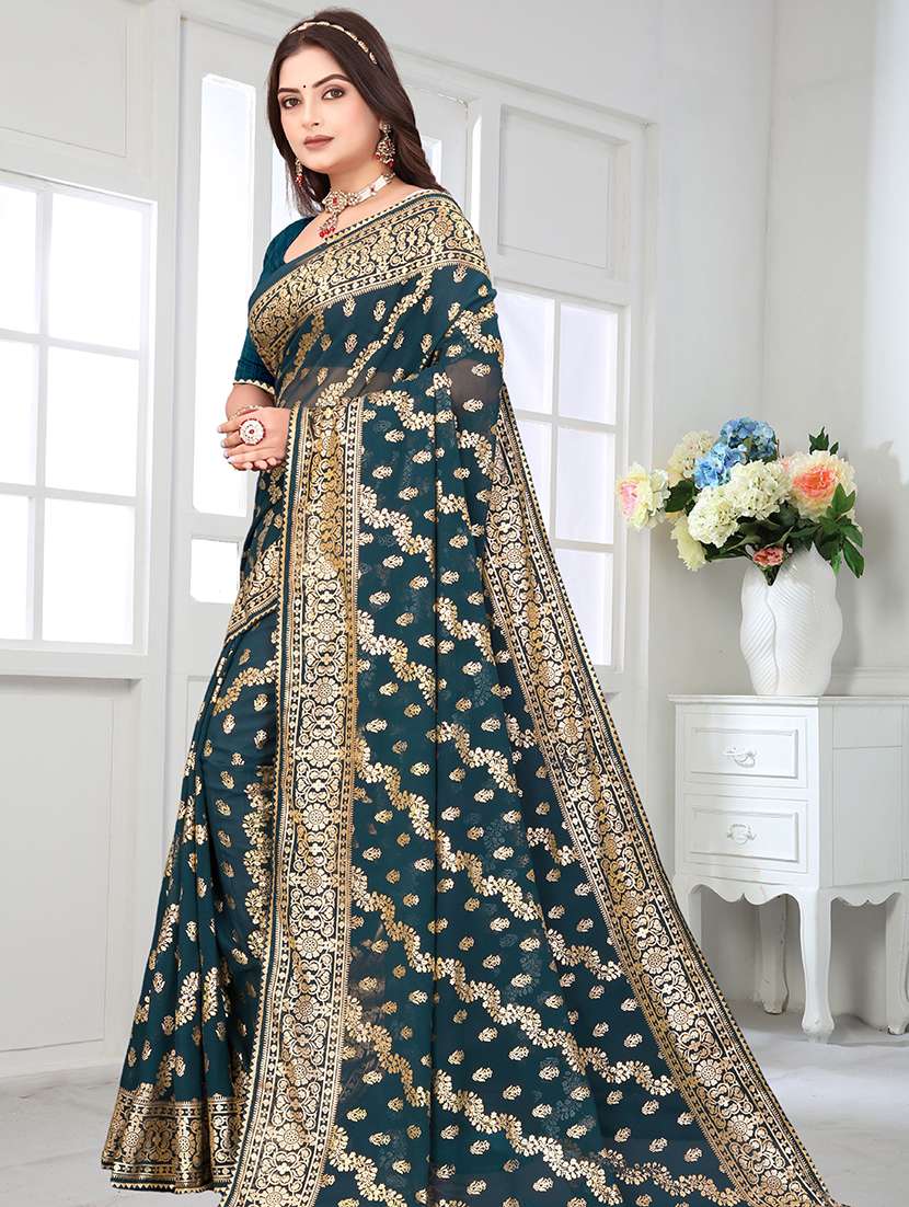 women foil printed saree with blouse - 22228376 -  Standard Image - 2