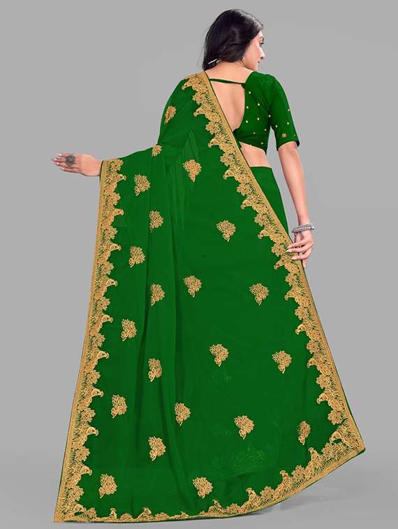 women solid with work embroidered saree with blouse - 22228381 -  Standard Image - 2