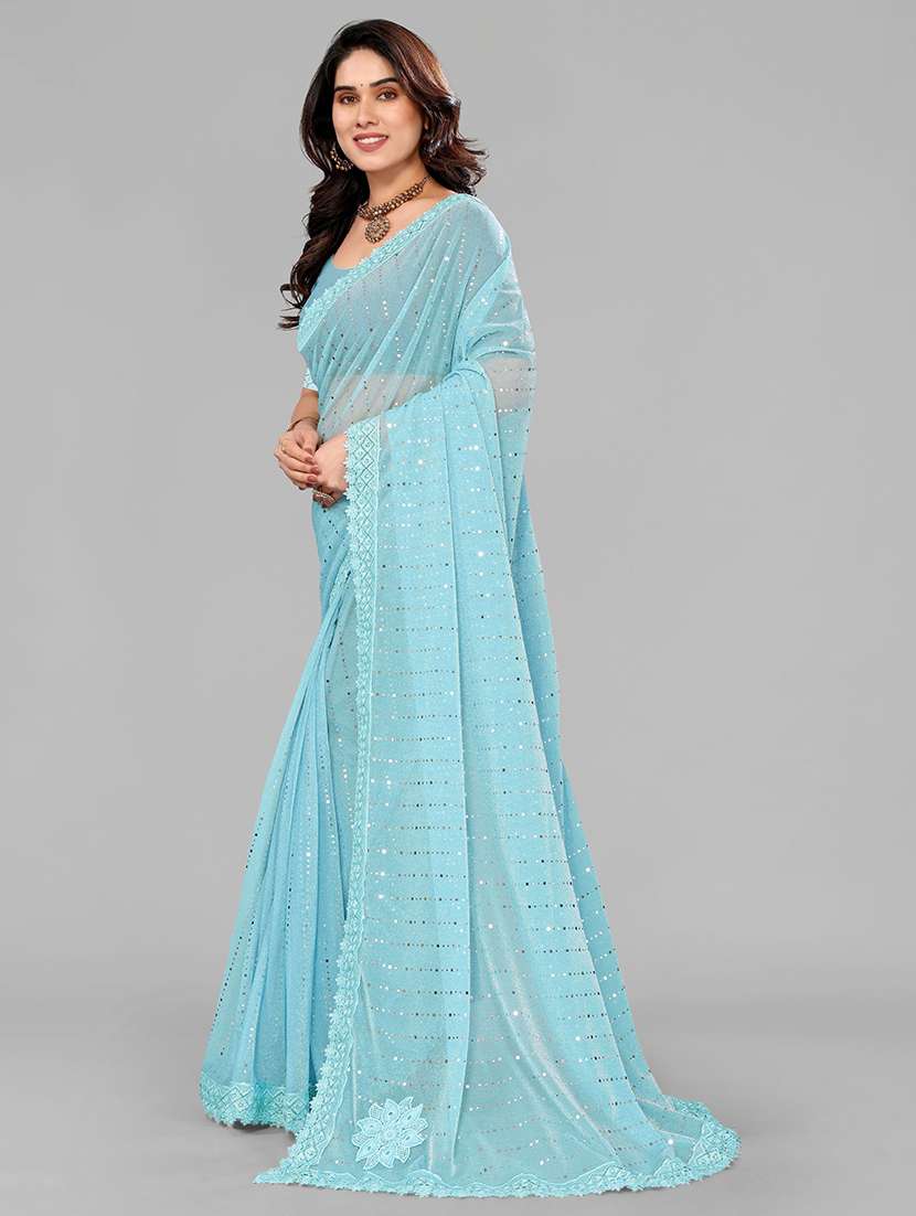 women solid with work embellished saree with blouse - 22228389 -  Standard Image - 2