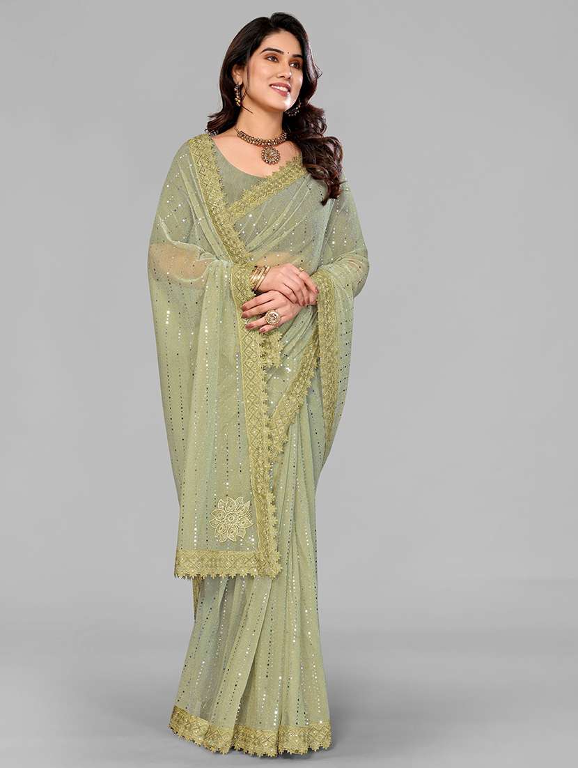 women solid with work embellished saree with blouse - 22228395 -  Standard Image - 2