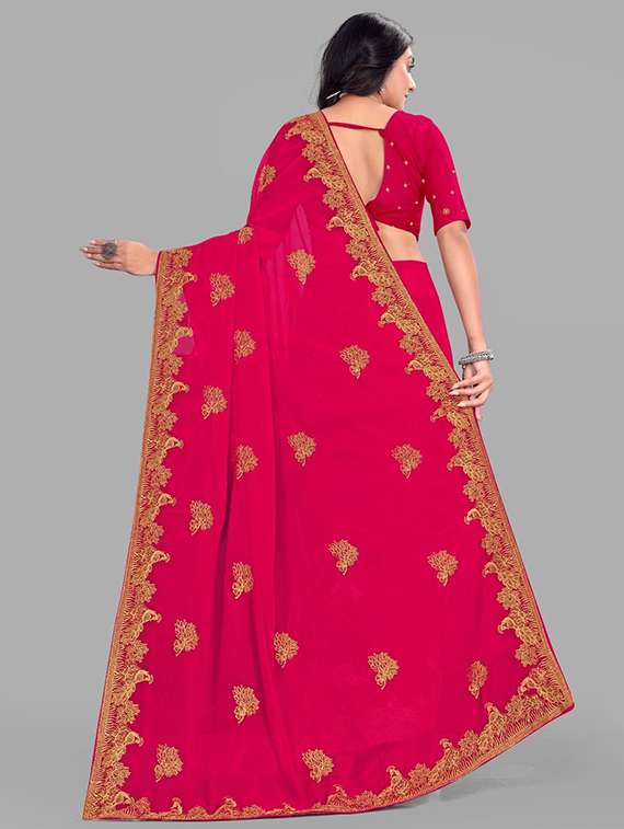 women solid with work embroidered saree with blouse - 22228398 -  Standard Image - 2