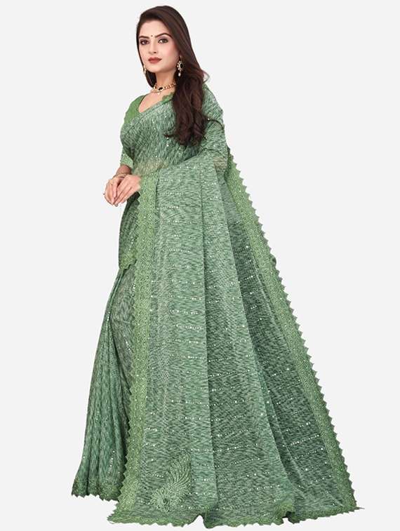 women solid with work embellished saree with blouse - 22228400 -  Standard Image - 2