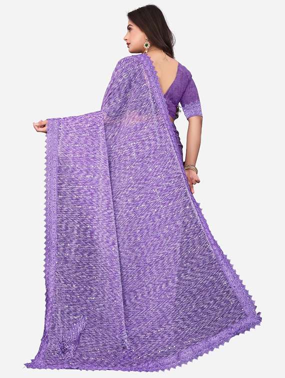 women solid with work embellished saree with blouse - 22228401 -  Standard Image - 2