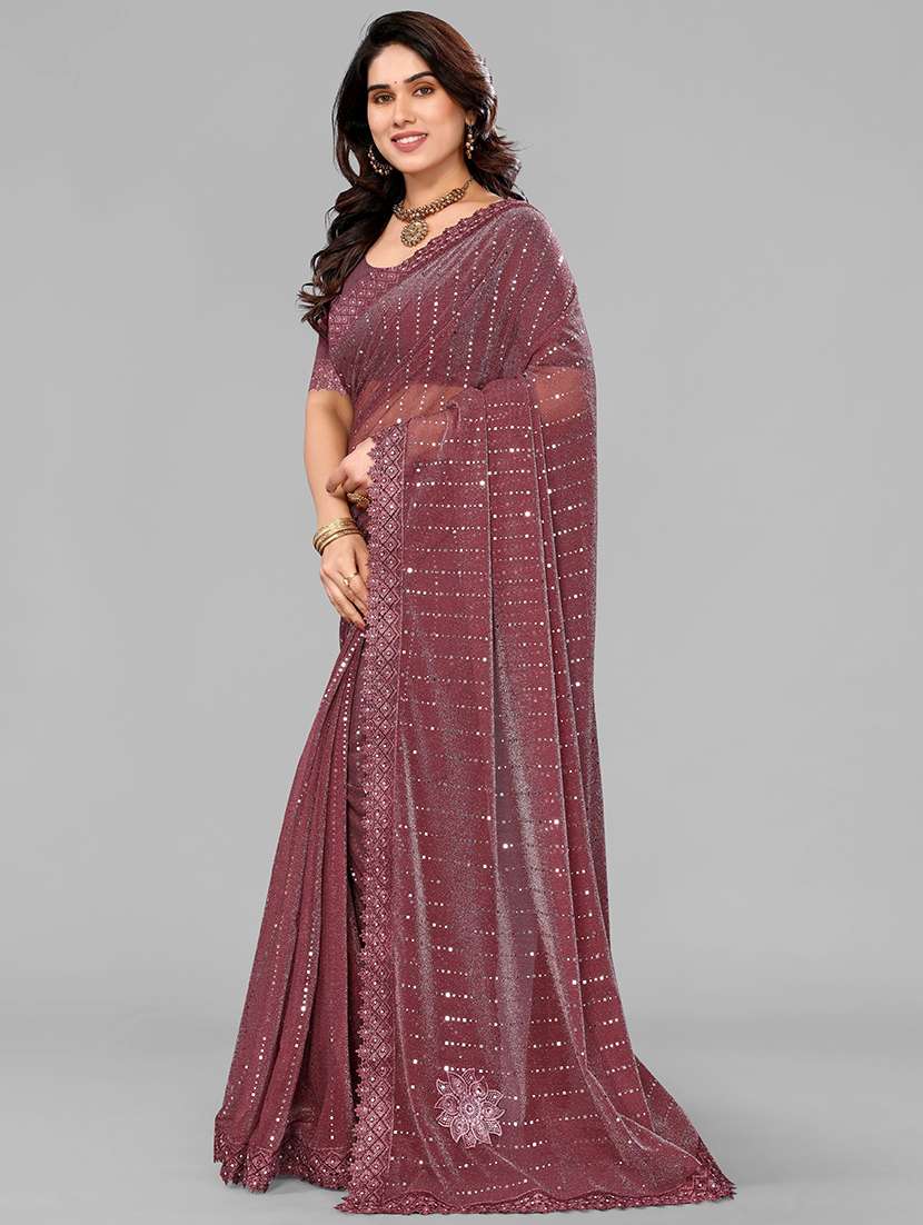 women solid with work embellished saree with blouse - 22228404 -  Standard Image - 2