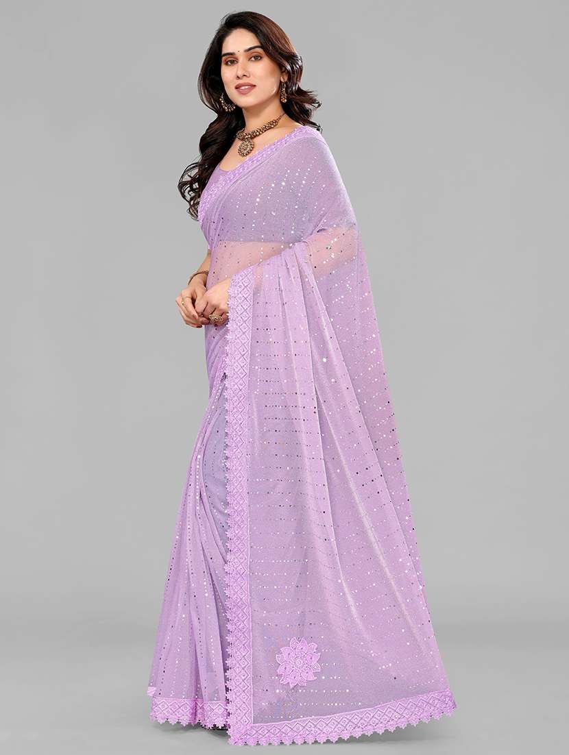 women solid with work embellished saree with blouse - 22228410 -  Standard Image - 2