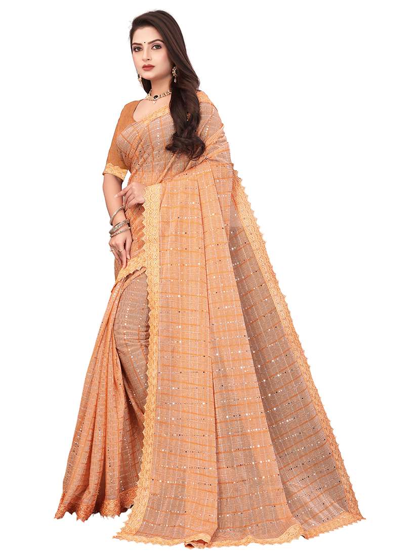 women checkered embellished saree with blouse - 22228411 -  Standard Image - 2