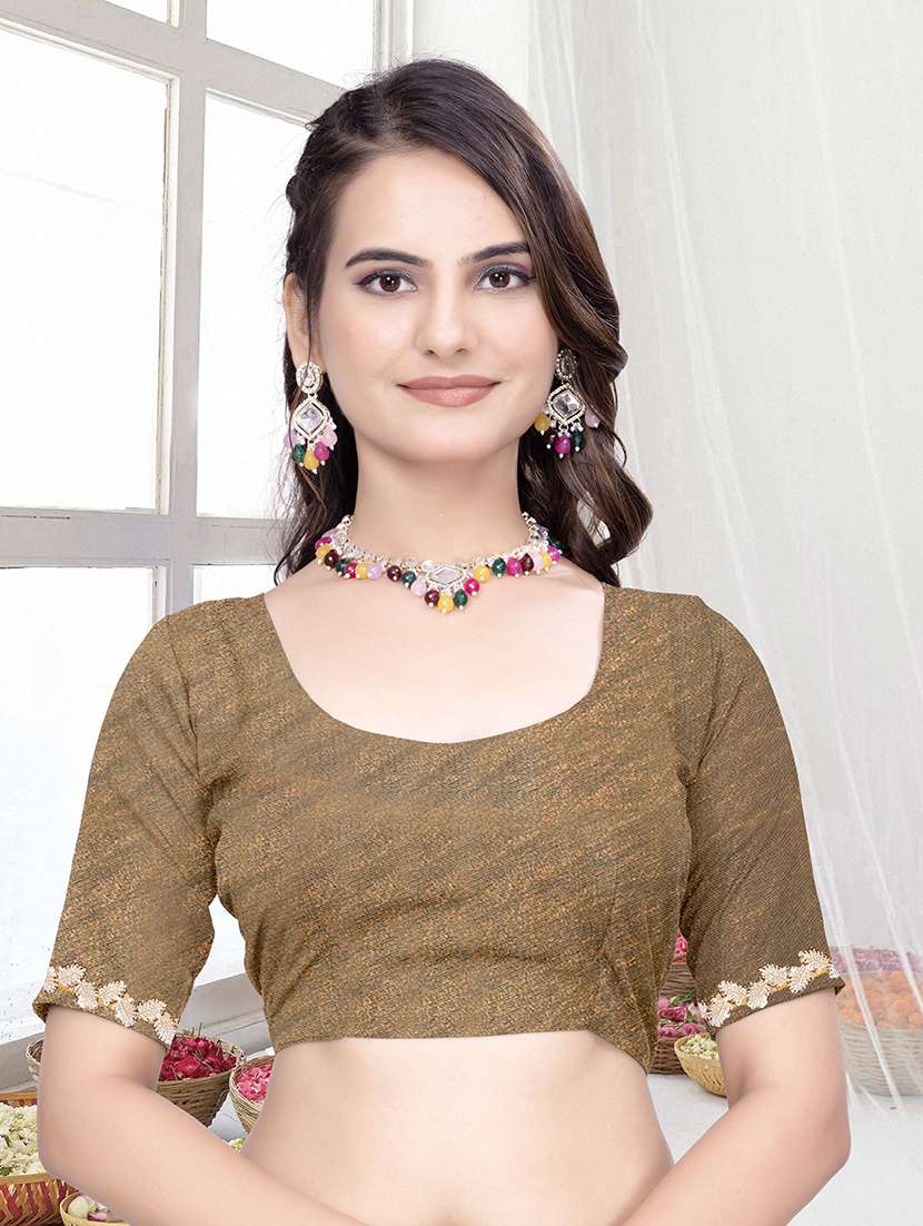 women solid with embellished bordered saree with blouse - 22228425 -  Standard Image - 2