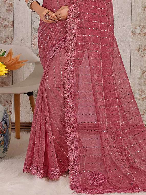 women solid with work embellished saree with blouse - 22228444 -  Standard Image - 2