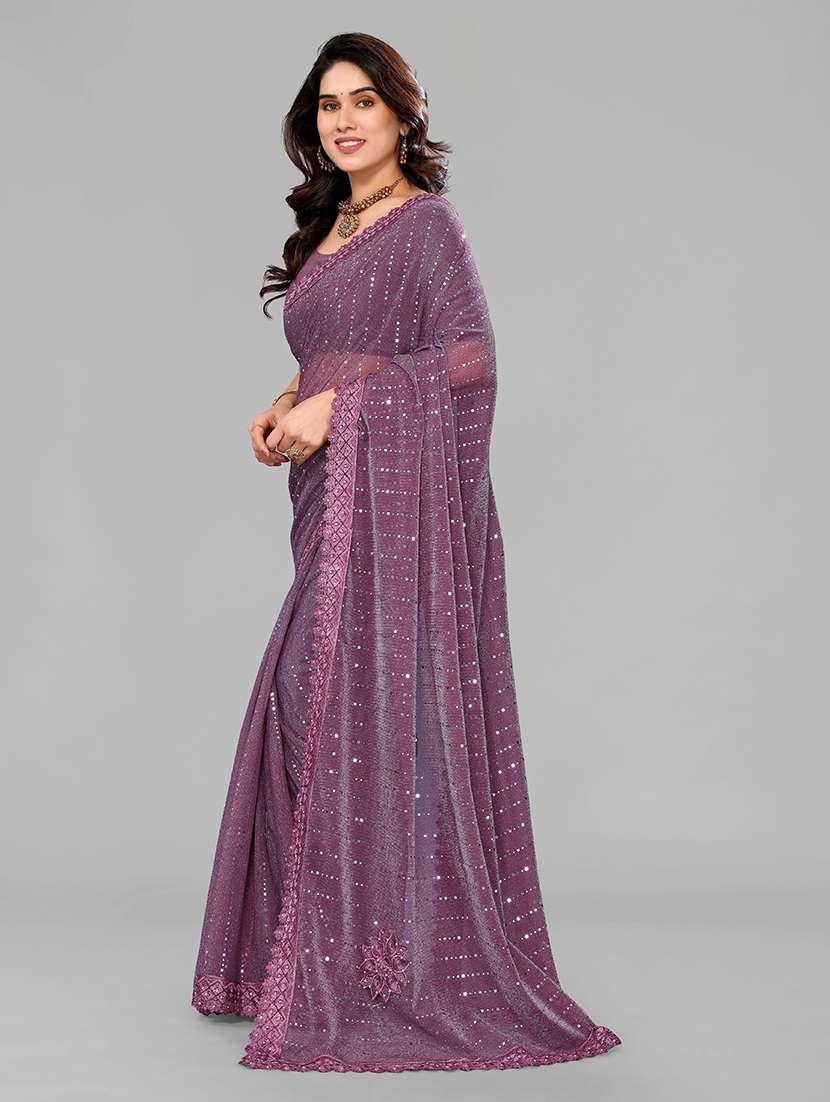 women solid with work embellished saree with blouse - 22228448 -  Standard Image - 2