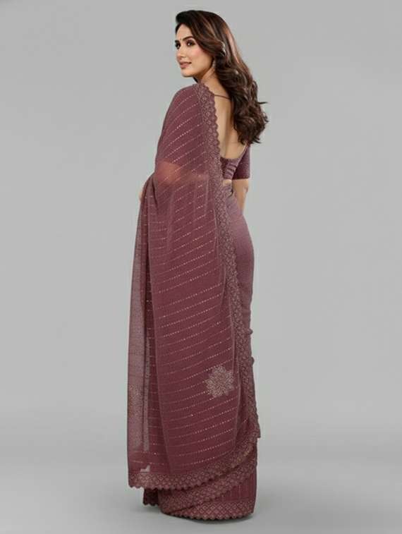 women solid with work embellished saree with blouse - 22228464 -  Standard Image - 2