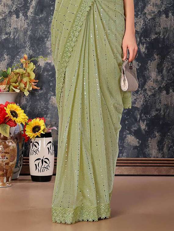 women solid with work embellished saree with blouse - 22228465 -  Standard Image - 2
