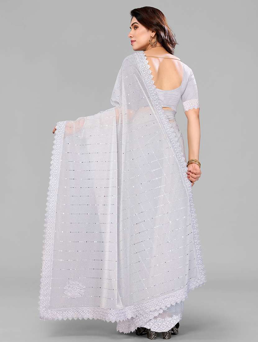 women solid with work embellished saree with blouse - 22228467 -  Standard Image - 2