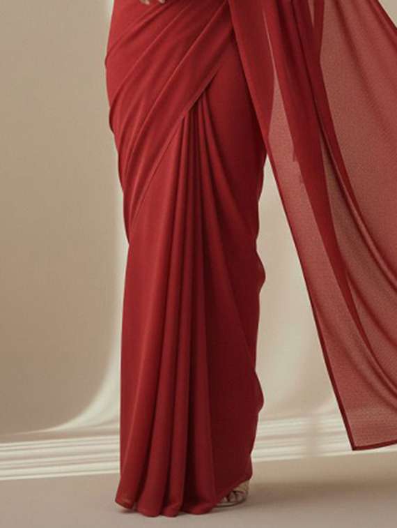 women solid plain saree with blouse - 22228477 -  Standard Image - 2