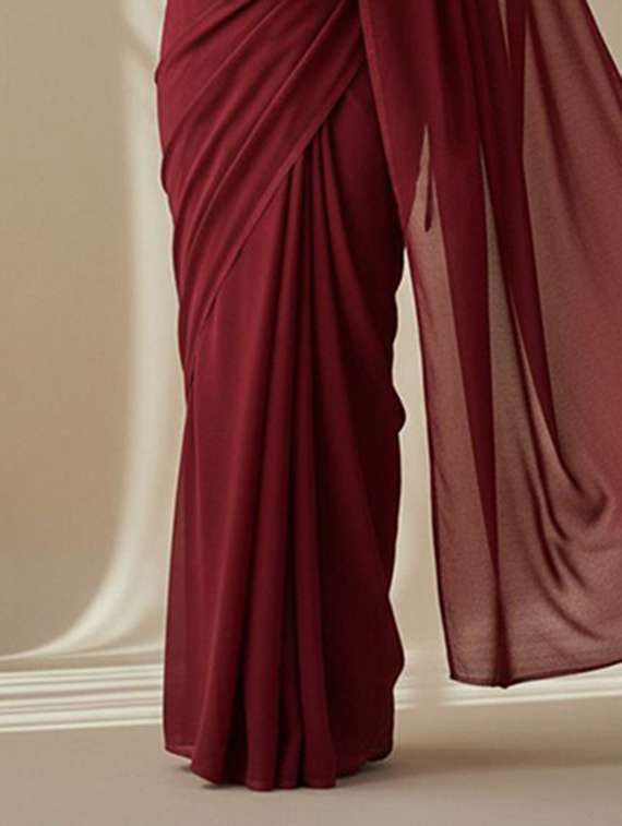 women solid plain saree with blouse - 22228487 -  Standard Image - 2