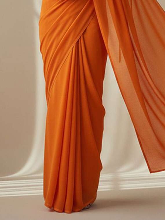 women solid plain saree with blouse - 22228494 -  Standard Image - 2