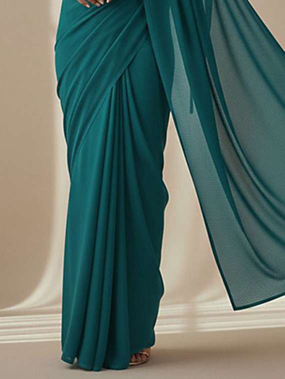 women solid plain saree with blouse - 22228507 -  Standard Image - 2