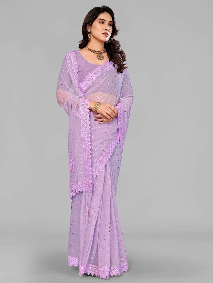 women solid with work embellished saree with blouse - 22228531 -  Standard Image - 2