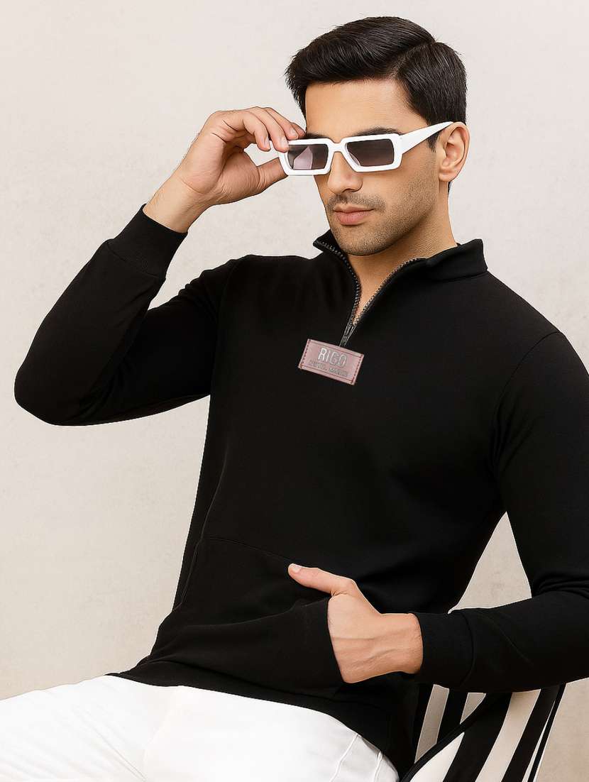 men solid long sleeve regular fit sweatshirt