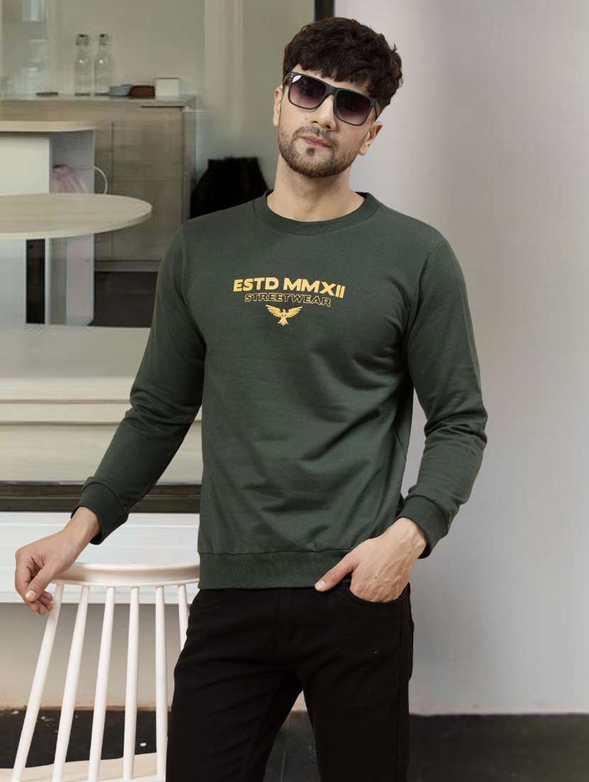 men chest print long sleeve regular fit sweatshirt