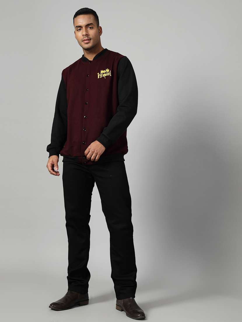 men color block henley neck varsity jacket - 22228675 -  Standard Image - 2