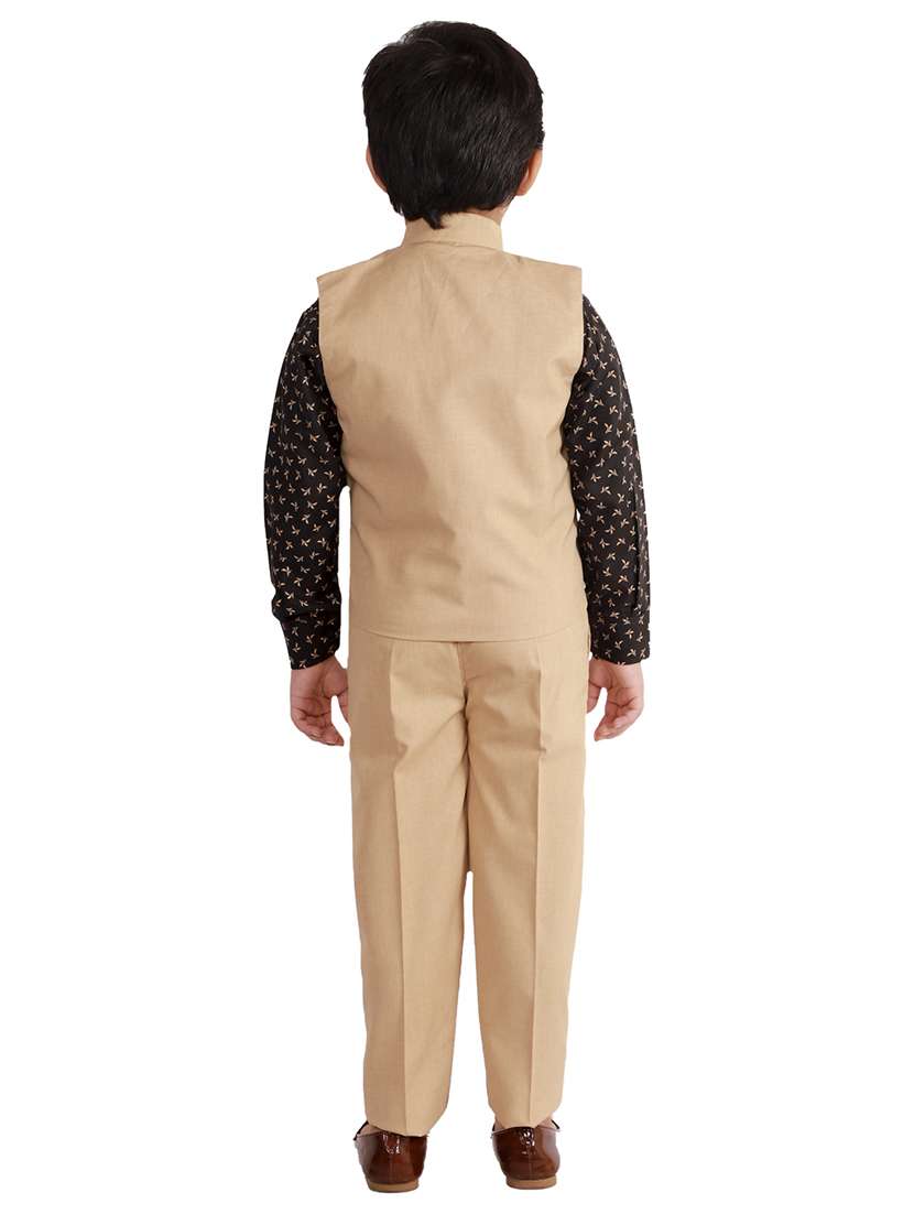 boys solid waistcoat and trouser set with shirt - 22228680 -  Standard Image - 2