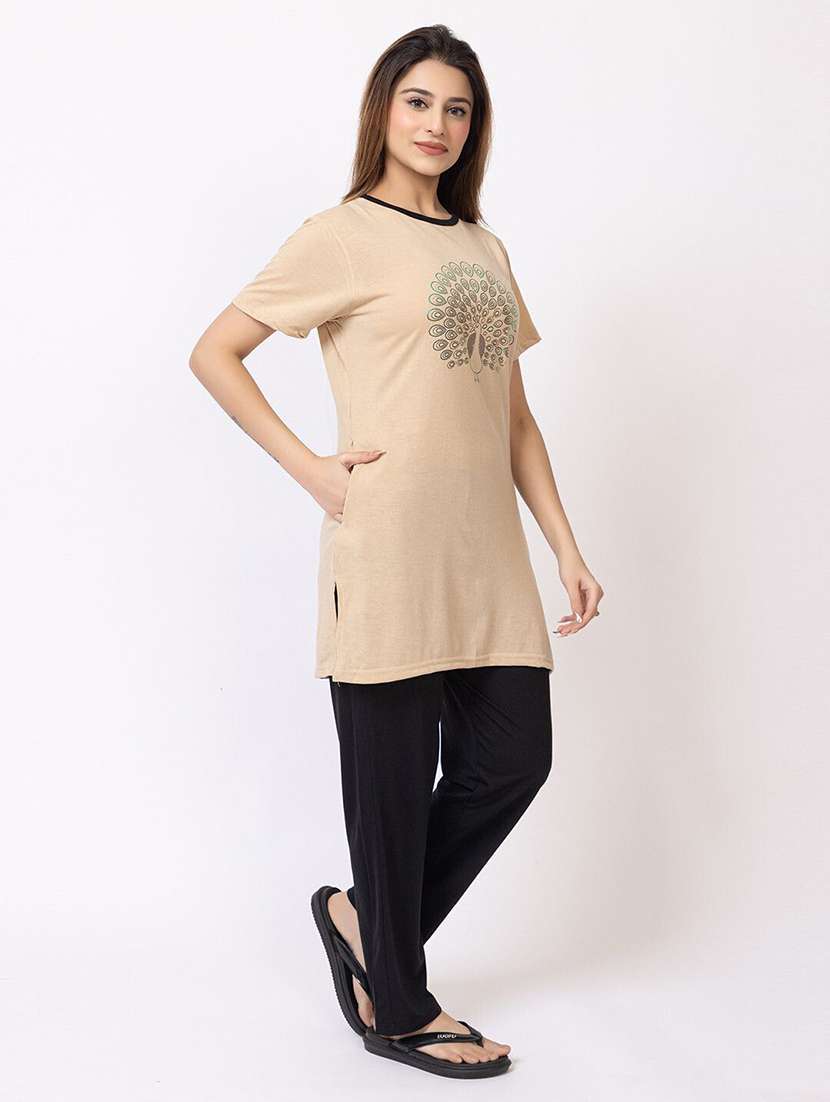 women printed nightwear pyjama set - 22228685 -  Standard Image - 2