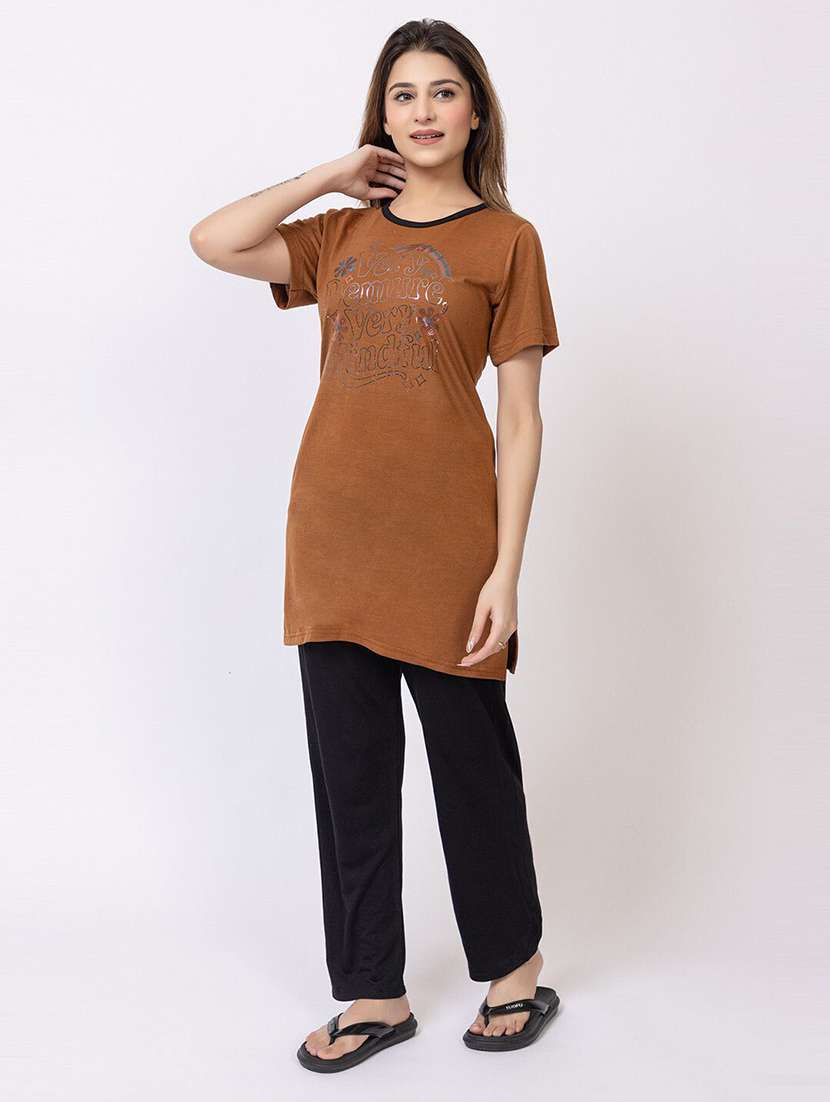 women printed nightwear pyjama set - 22228689 -  Standard Image - 2